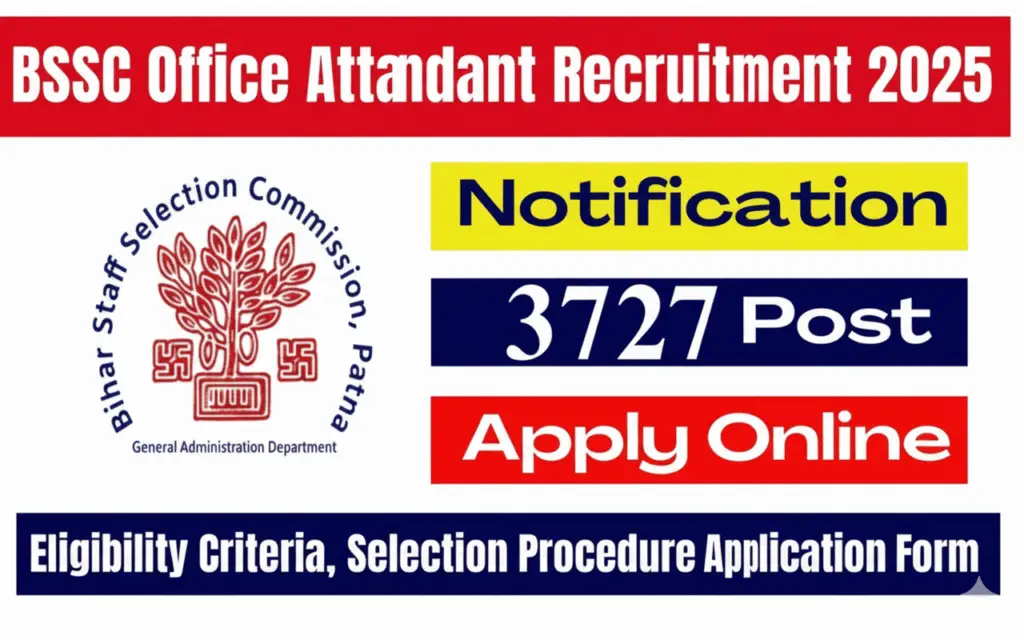 BSSC Office Attendant vacancy 2025